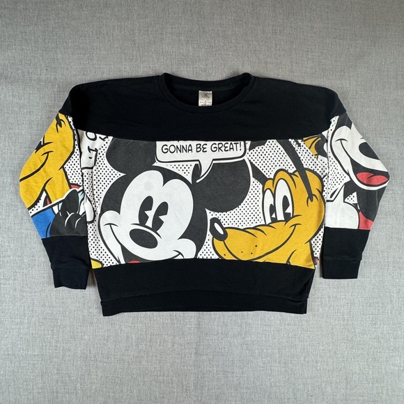 Disney Other - Disney Sweatshirt Adult XL Black Comic Mickey Pluto‎ Donald Goofy Graphic